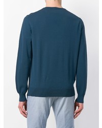 Мужской темно-синий свитер с v-образным вырезом от Canali