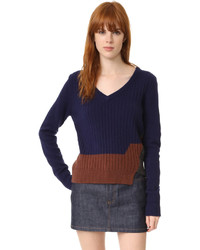 Женский темно-синий свитер с v-образным вырезом от Veda