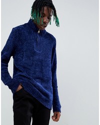 Мужской темно-синий свитер с воротником на молнии от ASOS DESIGN
