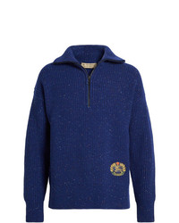 Мужской темно-синий свитер с воротником на молнии от Burberry