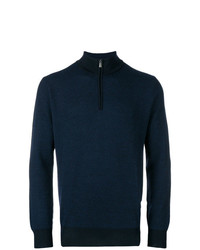 Мужской темно-синий свитер с воротником на молнии от Canali