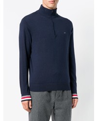 Мужской темно-синий свитер с воротником на молнии от Sun 68