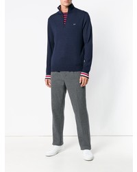 Мужской темно-синий свитер с воротником на молнии от Sun 68