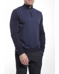 Мужской темно-синий свитер с воротником на молнии от Grostyle