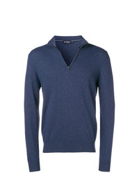 Мужской темно-синий свитер с воротником на молнии от Hackett