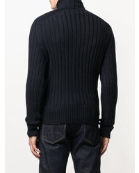 Мужской темно-синий свитер с воротником на молнии от Tom Ford