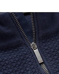 Мужской темно-синий свитер с воротником на молнии от Hugo Boss
