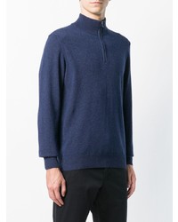 Мужской темно-синий свитер с воротником на молнии от Hackett