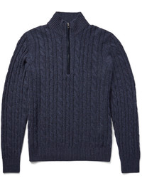 Мужской темно-синий свитер с воротником на молнии от Loro Piana