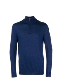 Мужской темно-синий свитер с воротником на молнии от N.Peal
