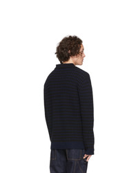 Мужской темно-синий свитер с воротником на молнии от JW Anderson