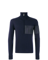 Мужской темно-синий свитер с воротником на молнии от Prada