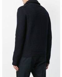 Мужской темно-синий свитер с воротником на молнии от Lanvin