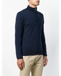 Мужской темно-синий свитер с воротником на молнии от Eleventy
