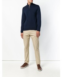 Мужской темно-синий свитер с воротником на молнии от Eleventy