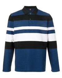 Мужской темно-синий свитер с воротником поло в горизонтальную полоску от Kent & Curwen