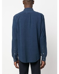 Мужской темно-синий свитер с воротником поло с вышивкой от Polo Ralph Lauren