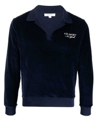 Мужской темно-синий свитер с воротником поло с вышивкой от Sporty & Rich