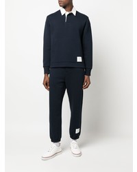 Мужской темно-синий свитер с воротником поло от Thom Browne