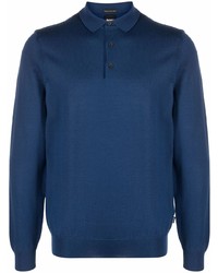 Мужской темно-синий свитер с воротником поло от BOSS HUGO BOSS