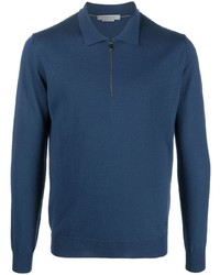 Мужской темно-синий свитер с воротником поло от Corneliani