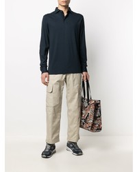 Мужской темно-синий свитер с воротником поло от Hackett