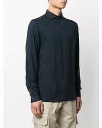 Мужской темно-синий свитер с воротником поло от Hackett