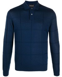 Мужской темно-синий свитер с воротником поло от Emporio Armani