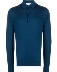 Мужской темно-синий свитер с воротником поло от John Smedley