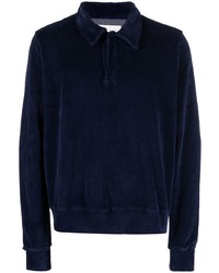Мужской темно-синий свитер с воротником поло от Les Tien
