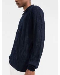 Мужской темно-синий свитер с воротником поло от Etro