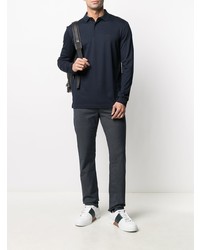 Мужской темно-синий свитер с воротником поло от BOSS