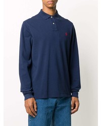 Мужской темно-синий свитер с воротником поло от Polo Ralph Lauren