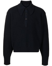 Мужской темно-синий свитер с воротником поло от Maison Margiela