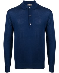 Мужской темно-синий свитер с воротником поло от N.Peal