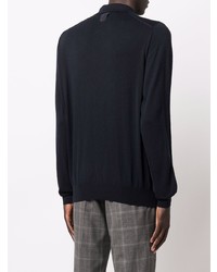 Мужской темно-синий свитер с воротником поло от Billionaire