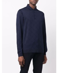 Мужской темно-синий свитер с воротником поло от Karl Lagerfeld