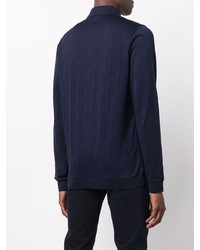 Мужской темно-синий свитер с воротником поло от Karl Lagerfeld