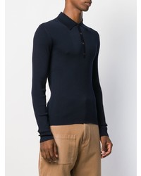 Мужской темно-синий свитер с воротником поло от Lanvin