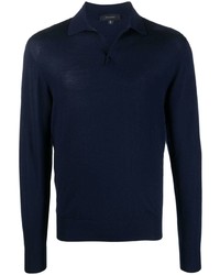 Мужской темно-синий свитер с воротником поло от Sease