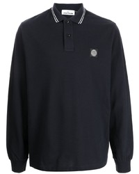 Мужской темно-синий свитер с воротником поло от Stone Island