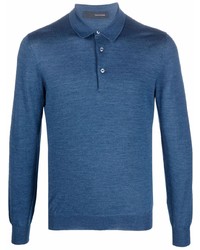 Мужской темно-синий свитер с воротником поло от Tagliatore