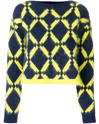 Женский темно-синий свитер с геометрическим рисунком от Versace