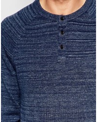 Темно-синий свитер с горловиной на пуговицах от Esprit