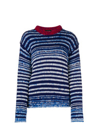Женский темно-синий свитер с круглым вырезом в горизонтальную полоску от Calvin Klein 205W39nyc