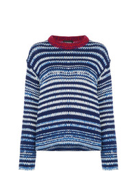 Женский темно-синий свитер с круглым вырезом в горизонтальную полоску от Calvin Klein 205W39nyc