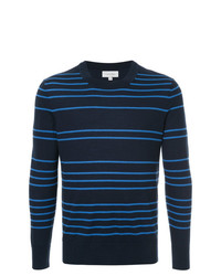 Мужской темно-синий свитер с круглым вырезом в горизонтальную полоску от CK Calvin Klein