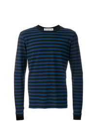 Мужской темно-синий свитер с круглым вырезом в горизонтальную полоску от Golden Goose Deluxe Brand