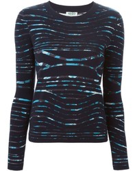 Женский темно-синий свитер с круглым вырезом в горизонтальную полоску от Kenzo