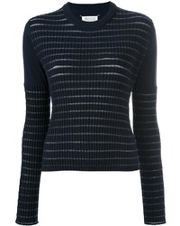 Женский темно-синий свитер с круглым вырезом в горизонтальную полоску от Maison Margiela